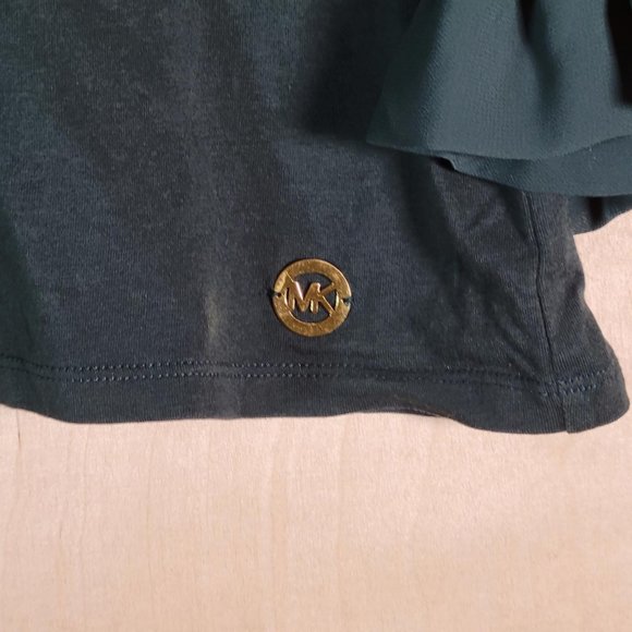 MICHAEL BY MICHAEL KORS Green Pullover Tunic Ruffled Sleeves Shirt Women Size M - Picture 10 of 10